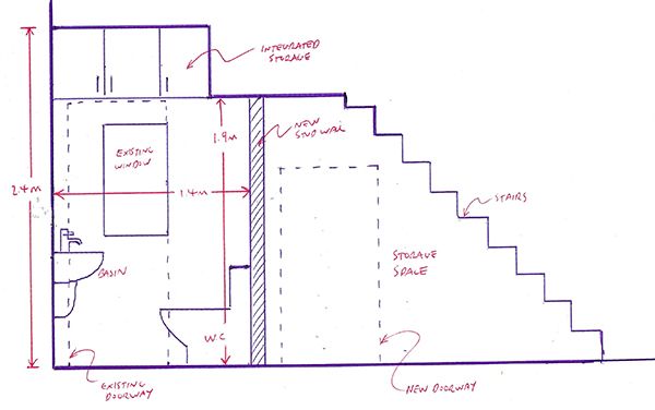 Bản thiết kế phòng vệ sinh dưới cầu thang